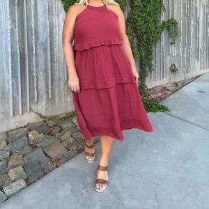 ARULA Pink Red Esmeralda Dress - Size B (18-20) - MIDI Length